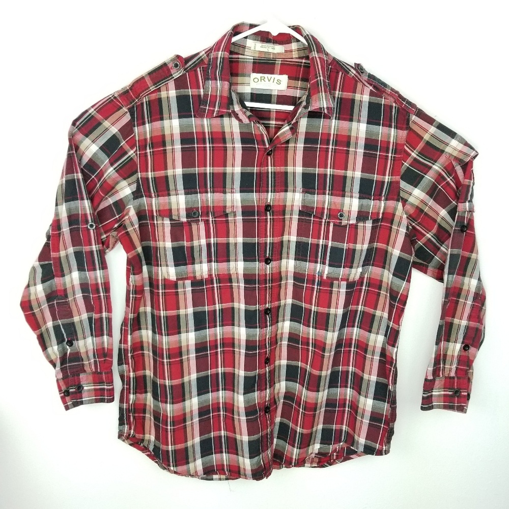 Orvis plaid button up shirt sz L